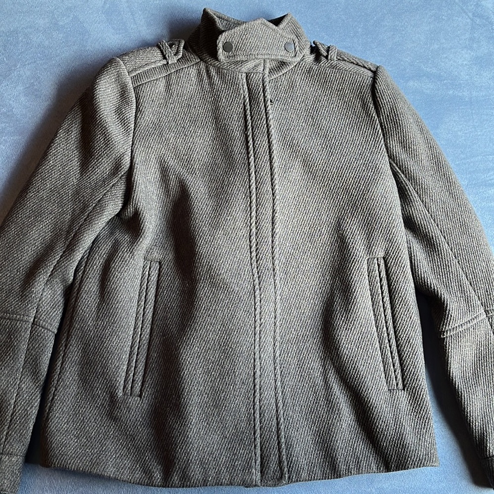 VINCE wool tweed zip-up military moto bomber jacket